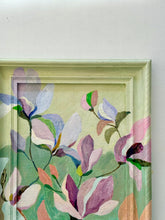 Load image into Gallery viewer, 'Mary's Garden' Original artwork on up-cycled wooden frame