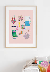 A3 / A2 Peachy day for the beach Poster Print