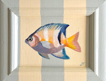 Load image into Gallery viewer, 'Finley Fish' Original artwork on up-cycled wooden frame
