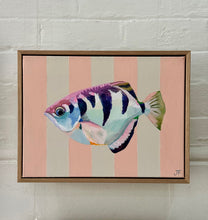 Load image into Gallery viewer, 'Archer Fish on pale pink stripe' Original Artwork
