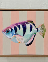 Load image into Gallery viewer, 'Archer Fish on pale pink stripe' Original Artwork
