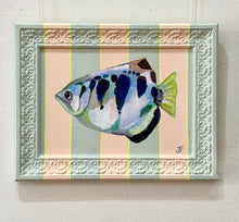 Load image into Gallery viewer, 'Archer Fish on Aqua stripe' - Original Artwork
