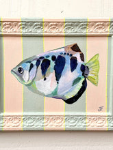 Load image into Gallery viewer, 'Archer Fish on Aqua stripe' - Original Artwork
