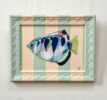 Load image into Gallery viewer, 'Archer Fish on Aqua stripe' - Original Artwork
