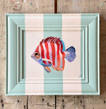 Load image into Gallery viewer, 'Peppermint Fish' Original artwork on up-cycled wooden frame
