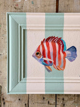 Load image into Gallery viewer, 'Peppermint Fish' Original artwork on up-cycled wooden frame
