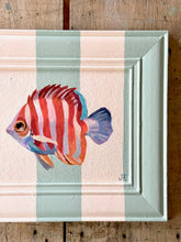 Load image into Gallery viewer, 'Peppermint Fish' Original artwork on up-cycled wooden frame

