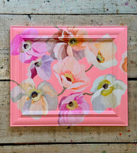 Load image into Gallery viewer, 'The pinkest of Poppies' Original artwork on up-cycled wooden frame
