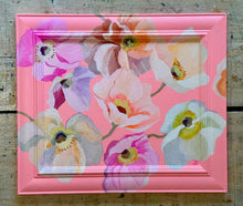 Load image into Gallery viewer, 'The pinkest of Poppies' Original artwork on up-cycled wooden frame

