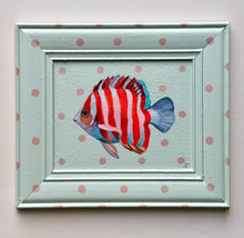 Load image into Gallery viewer, 'Fancy Fish' Original artwork on up-cycled wooden frame
