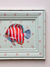 Load image into Gallery viewer, 'Fancy Fish' Original artwork on up-cycled wooden frame
