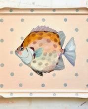 Load image into Gallery viewer, 'Cutie pie fish ' Original artwork on up-cycled wooden frame
