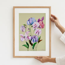 Load image into Gallery viewer, A3 Sweet pea on apple
