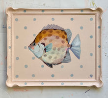 Load image into Gallery viewer, 'Cutie pie fish ' Original artwork on up-cycled wooden frame
