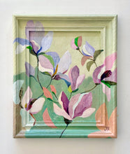 Load image into Gallery viewer, 'Mary's Garden' Original artwork on up-cycled wooden frame
