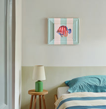 Load image into Gallery viewer, 'Peppermint Fish' Original artwork on up-cycled wooden frame

